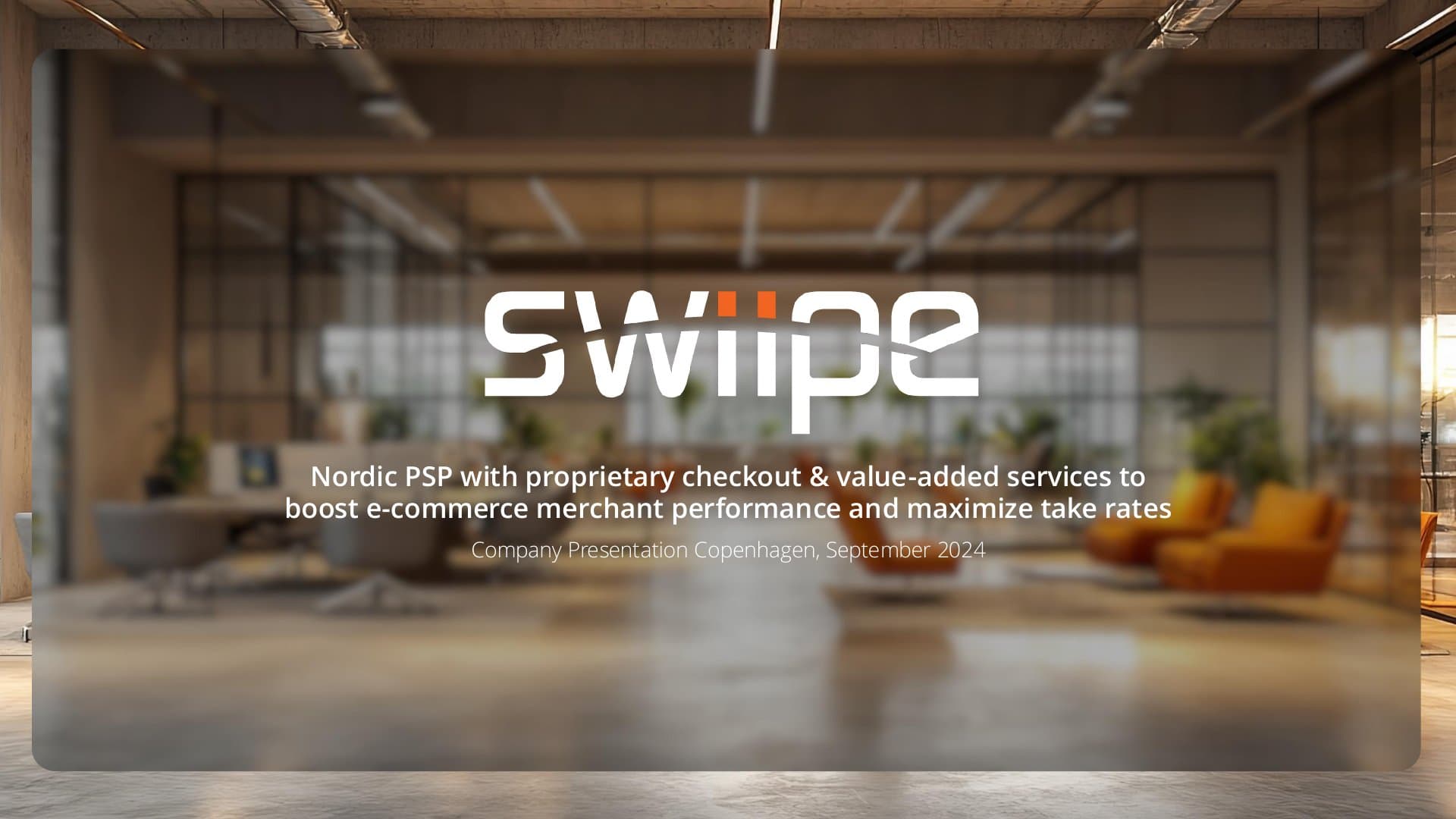 Swiipe company profile deck, slide 1