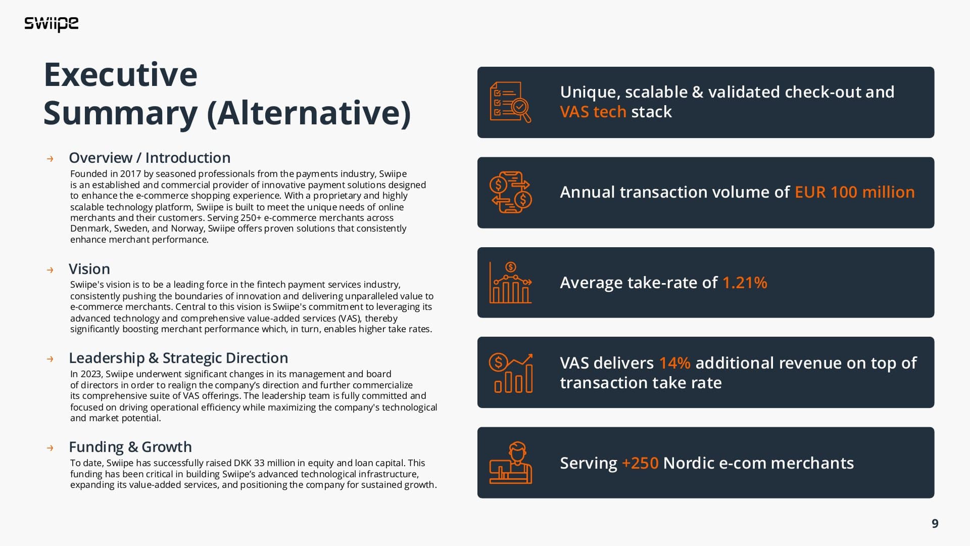 Swiipe company profile deck, slide 9
