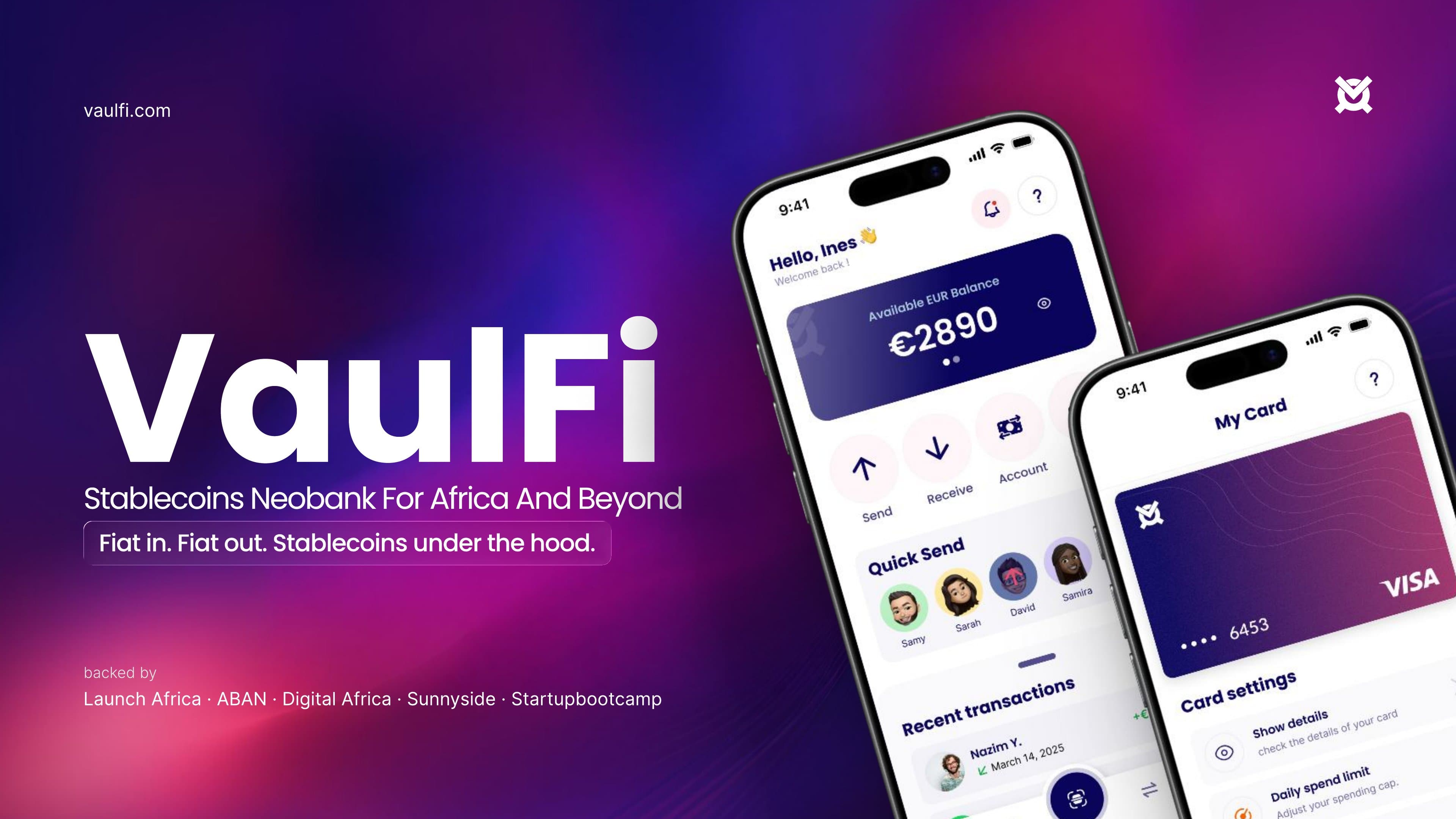 VaulFi pre-seed pitch deck, slide 1