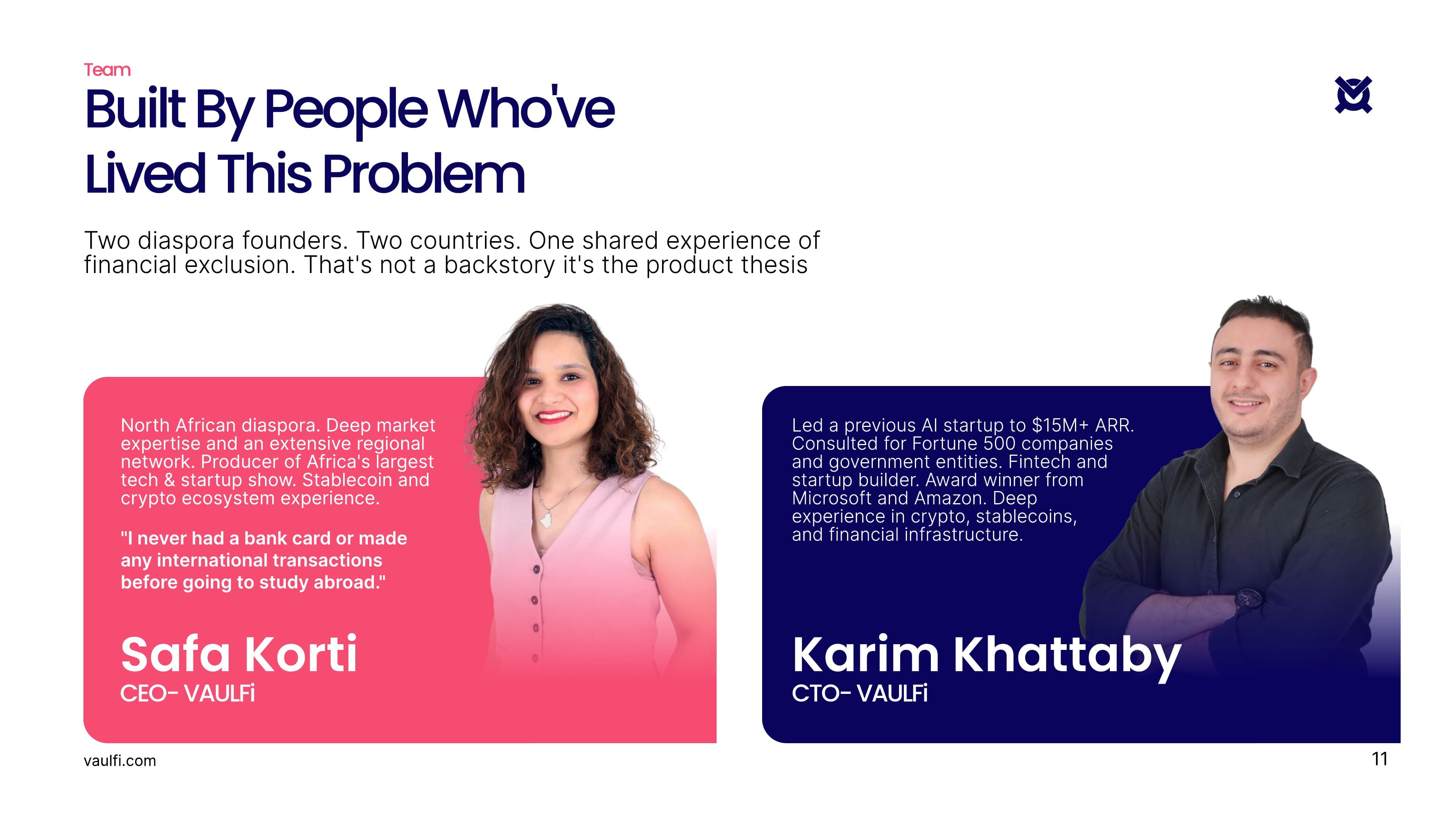 VaulFi pre-seed pitch deck, slide 10