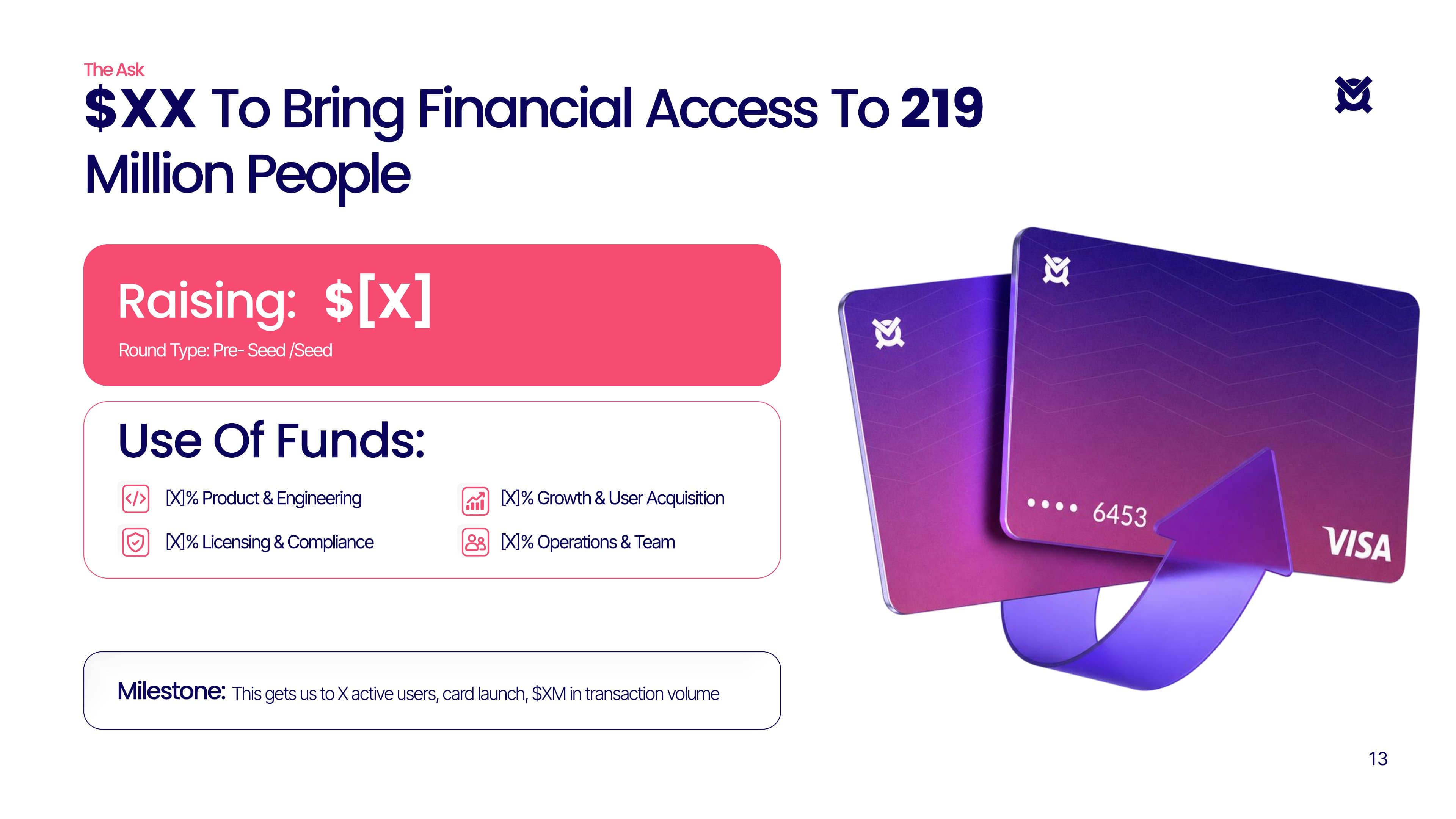 VaulFi pre-seed pitch deck, slide 13